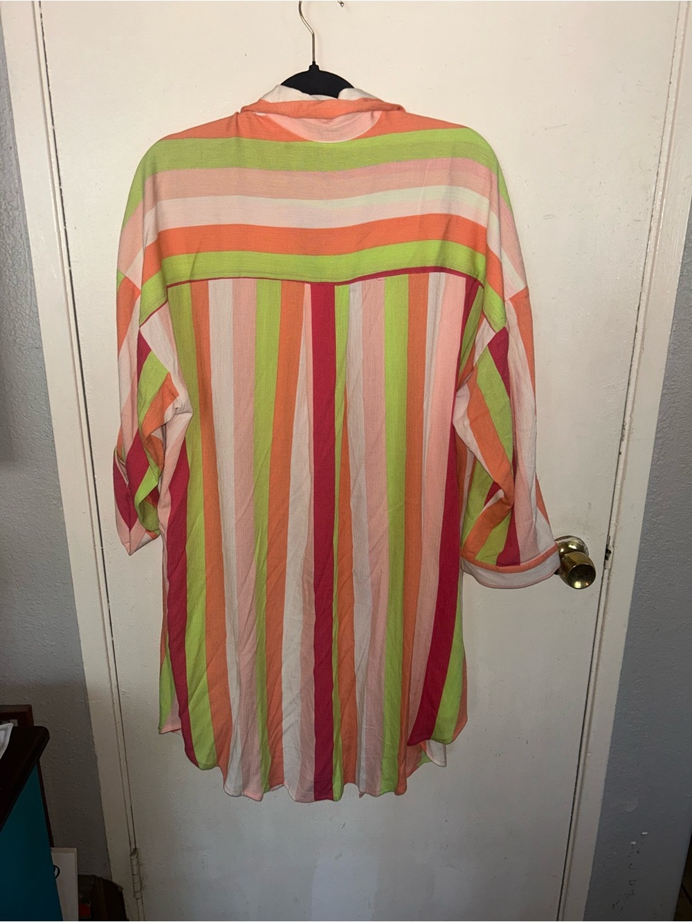 torrid Coral, Lime & Pink Striped Button-Front Tunic - Picture 3 of 3